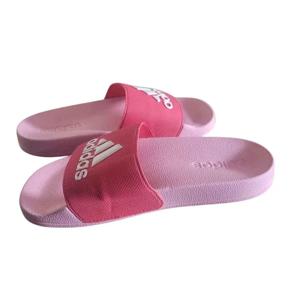 Adidas Adilette Shower Slides Sandals Girls Size 3 Pink Casual Sports Outdoor